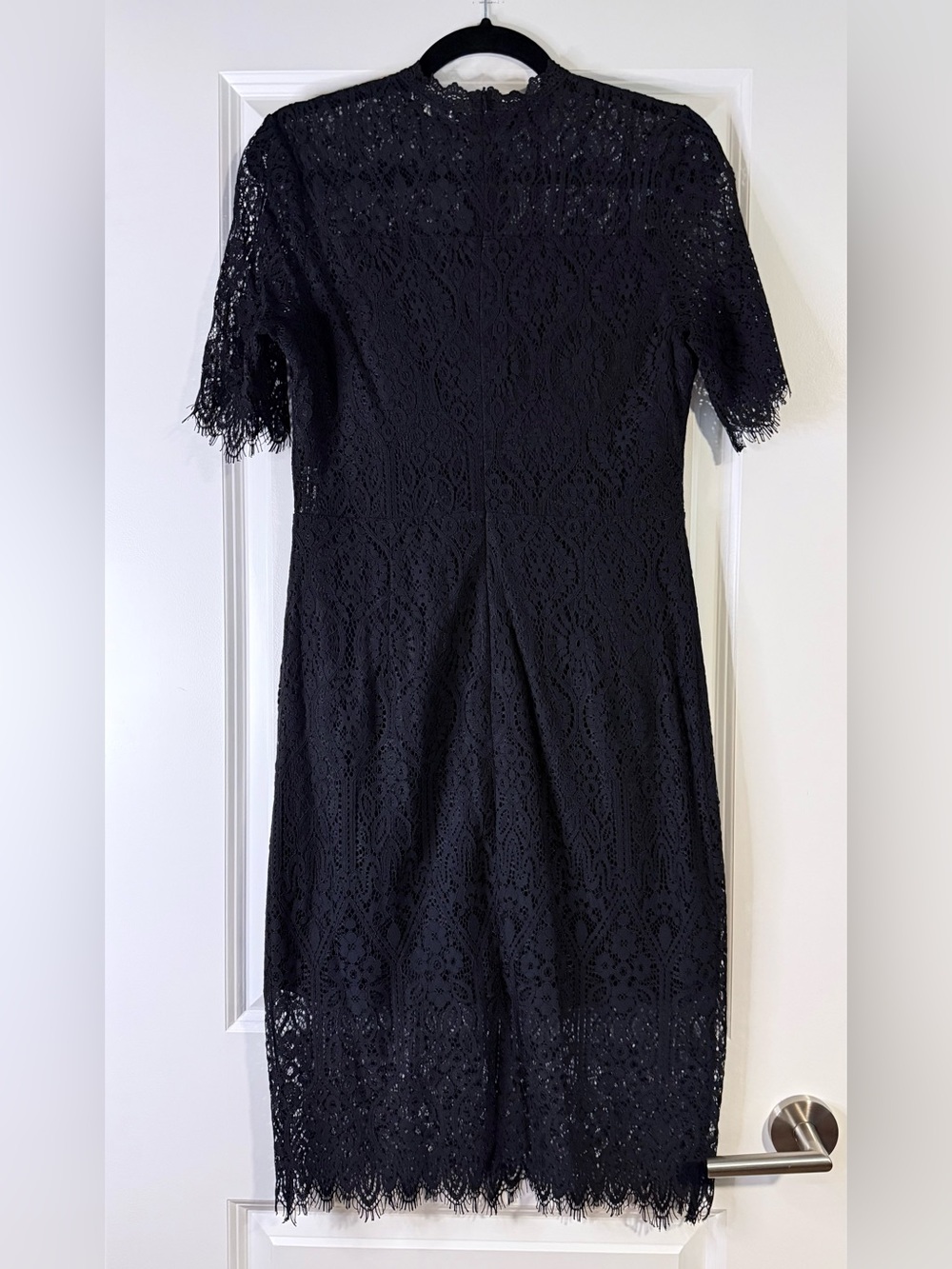 NEW Women’s Little Black Lace Dress High Neck Cocktail Short Sleeve Goth US10 - Picture 8 of 9
